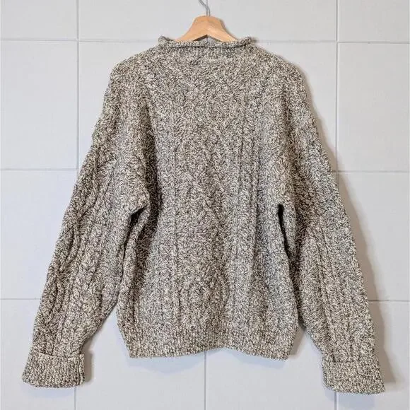 SOLD Vintage 90s chunky knit cotton & wool rolled neck sweater - Picture 5 of 6